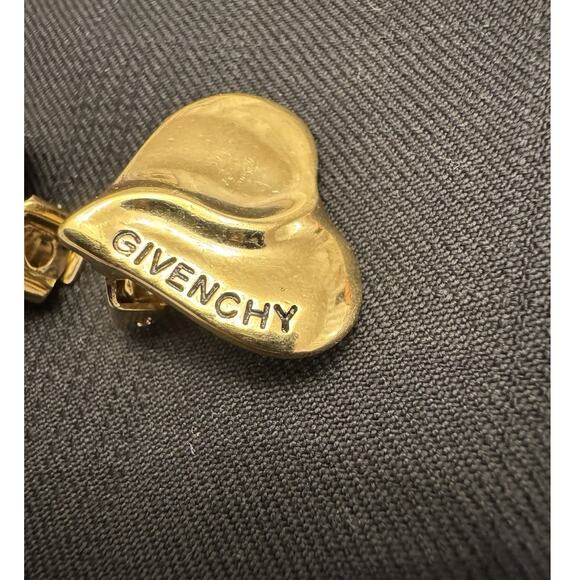 Givenchy Vintage Gold-Tone Heart Clip On Earrings - Picture 2 of 6